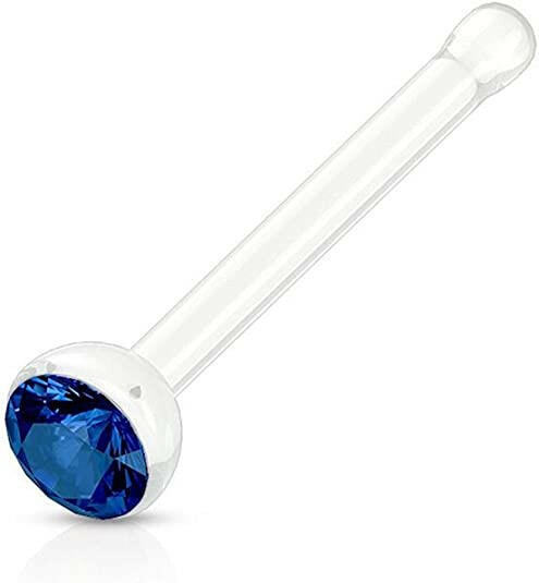 Acrylic Gemmed Clear Nose Bone Stud Rings Nose Ring Impulse Piercings Blue