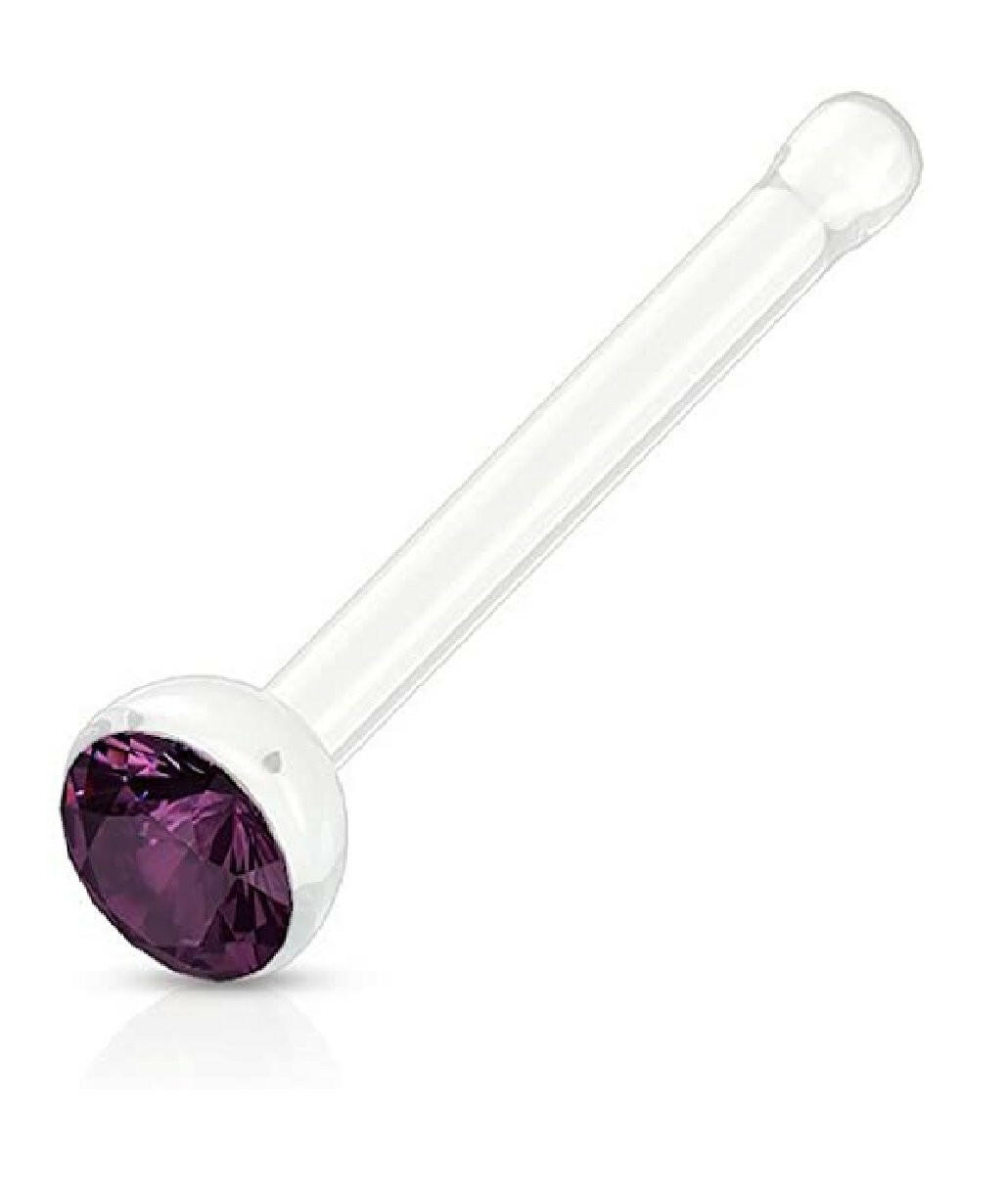 Acrylic Gemmed Clear Nose Bone Stud Rings Nose Ring Impulse Piercings Purple