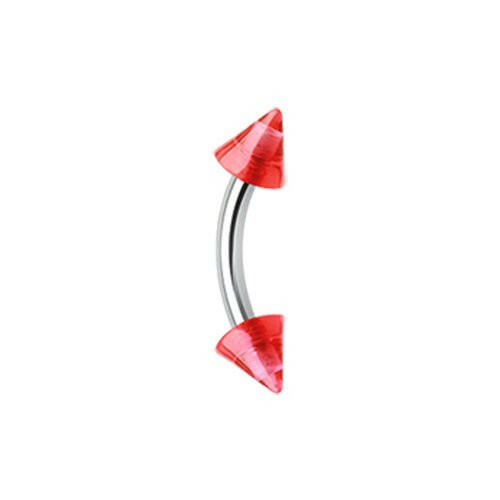 Acrylic Spike Curved Barbell Eyebrow Ring Curved Barbell Impulse Piercings 16 GA (1.2mm) 5/32" (4mm) Red