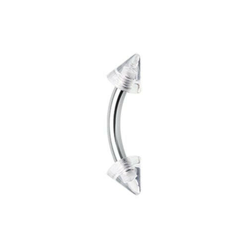 Acrylic Spike Curved Barbell Eyebrow Ring Curved Barbell Impulse Piercings 16 GA (1.2mm) 5/32" (4mm) Clear