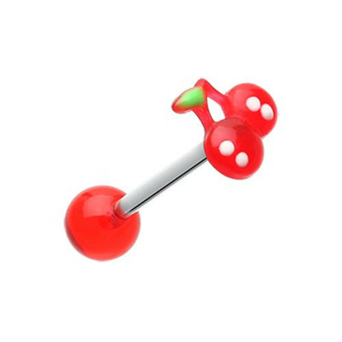 Adorable Cherry Acrylic Top Barbell Tongue Ring Barbell Impulse Piercings Red