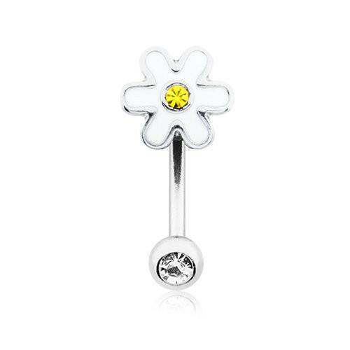 Adorable Daisy Steel Curved Barbell Eyebrow Ring Curved Barbell Impulse Piercings