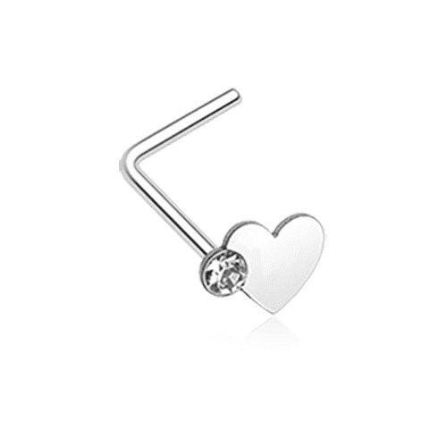 Adorable Heart Sparkle L-Shaped Nose Ring Nose Ring Impulse Piercings