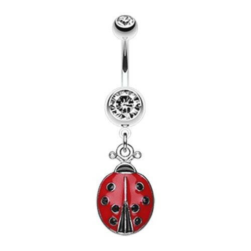 Adorable Ladybug Sparkle Belly Button Ring Navel Ring Impulse Piercings