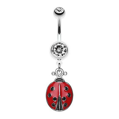 Adorable Ladybug Sparkle Belly Button Ring Navel Ring Impulse Piercings