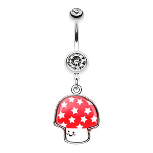 Whimsical Mushroom Dangle Belly Button Jewelry Navel Ring Impulse Piercings