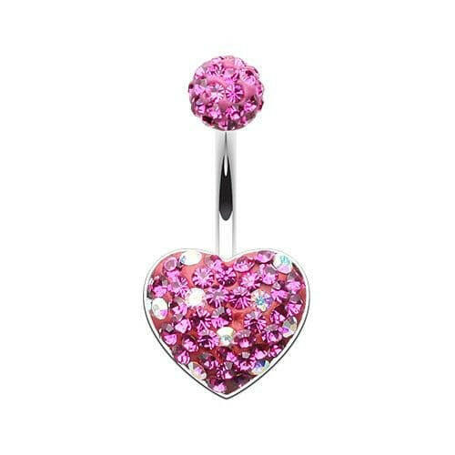 Adorable Polka Dot Heart Multi-Sprinkle Dot Belly Button Ring Navel Ring Impulse Piercings Fuchsia