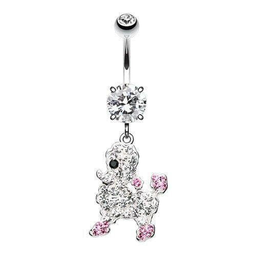 Adorable Poodle Multi-Sprinkle Dot Dangle Belly Button Ring Navel Ring Impulse Piercings