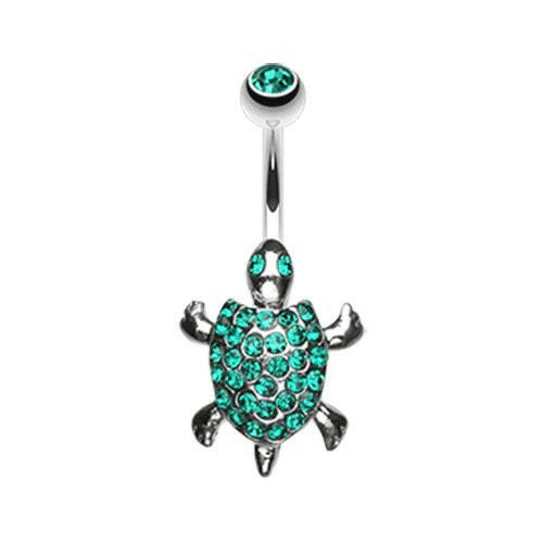 Adorable Turtle Dance Belly Button Ring Navel Ring Impulse Piercings Green