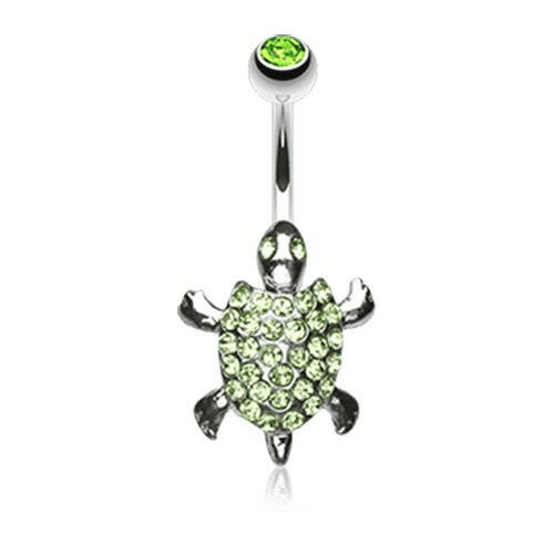 Adorable Turtle Dance Belly Button Ring Navel Ring Impulse Piercings Light Green