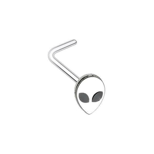 Alien Head L-Shape Nose Ring Nose Ring Impulse Piercings 20 GA (0.8mm) Black