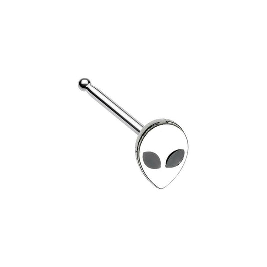 Alien Head Nose Stud Ring Nose Ring Impulse Piercings 20 GA (0.8mm) Black