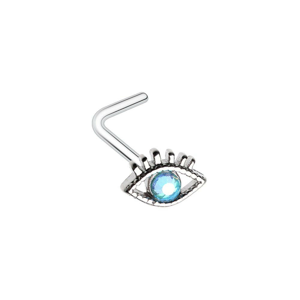 All Seeing Evil Eye Gem L-Shaped Nose Ring Nose Ring Impulse Piercings