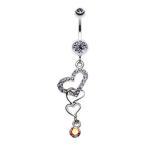 Alluring Jeweled Heart Belly Button Ring Navel Ring Impulse Piercings Tanzanite