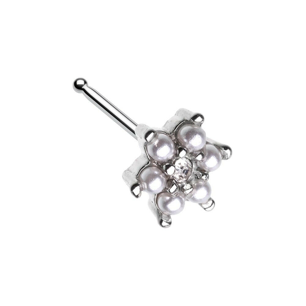 Alluring Vintage Pearl Flower Nose Stud Ring Nose Ring Impulse Piercings