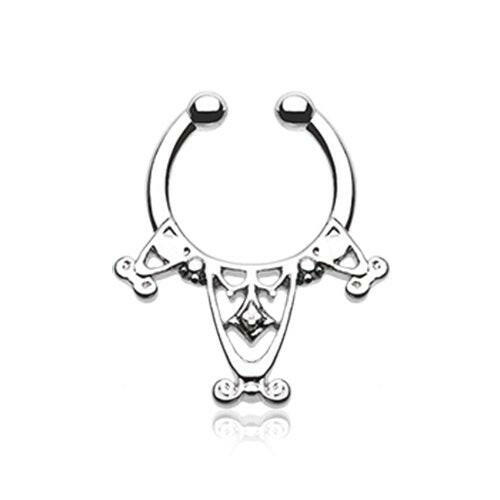 Amarhus Tribal Filigree Fake Septum Clip-On Ring Fake Septum Ring Impulse Piercings