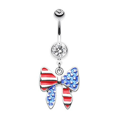 American Patriot Bow-Tie Belly Button Ring Navel Ring Impulse Piercings