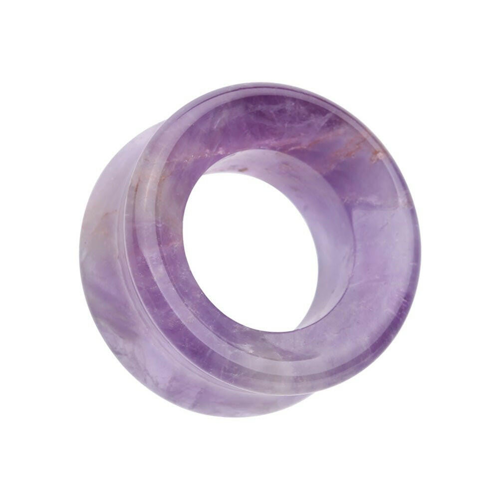 Amethyst Stone Double Flared Eyelet Tunnel Ear Gauge Plug Plug Earrings Impulse Piercings 2 GA (6.5mm)