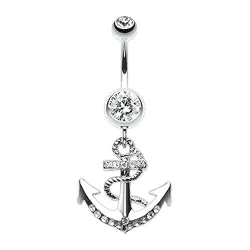 Anchor Dock Belly Button Ring Navel Ring Impulse Piercings 14 gauge (1.6mm) Clear