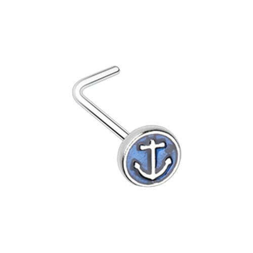 Anchor Inlay L-Shape Nose Ring Nose Ring Impulse Piercings