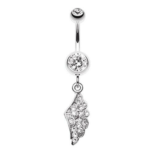 Angel Jeweled Wing Belly Button Ring Navel Ring Impulse Piercings Clear