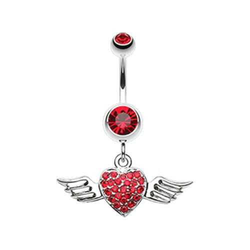 Angel Luster Heart Belly Button Ring Navel Ring Impulse Piercings Red