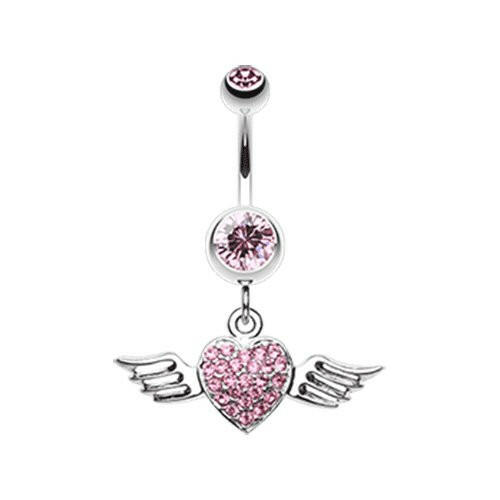 Angel Luster Heart Belly Button Ring Navel Ring Impulse Piercings Light Pink