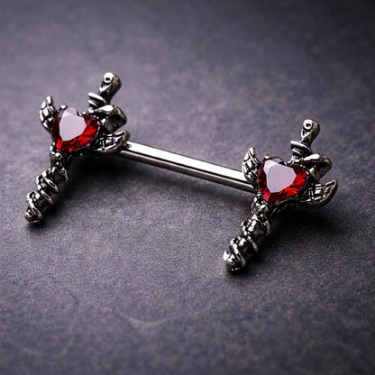 Angel Wing Sword Snake Nipple Bar - 316L Stainless Steel Durability Nipple Ring Impulse Piercings
