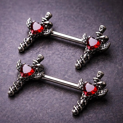 Angel Wing Sword Snake Nipple Bar - 316L Stainless Steel Durability Nipple Ring Impulse Piercings