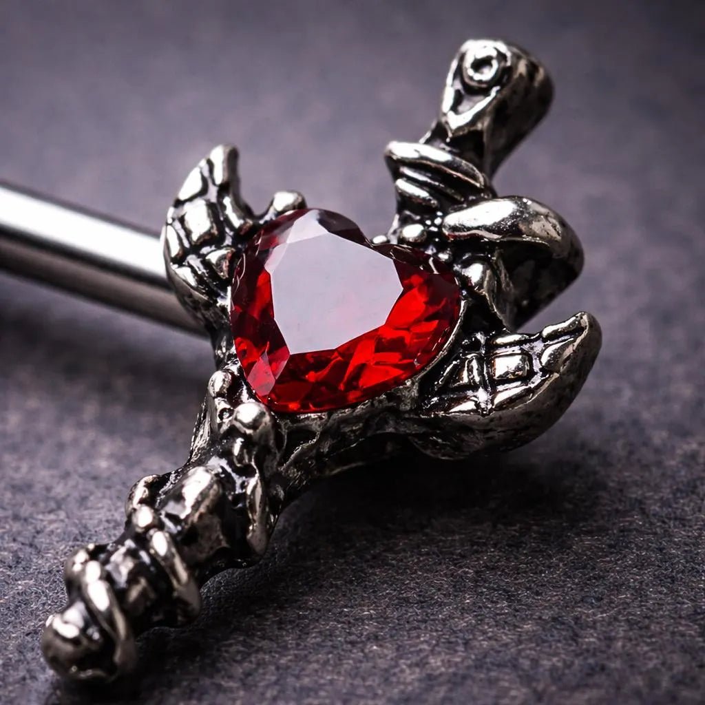 Angel Wing Sword Snake Nipple Bar - 316L Stainless Steel Durability Nipple Ring Impulse Piercings