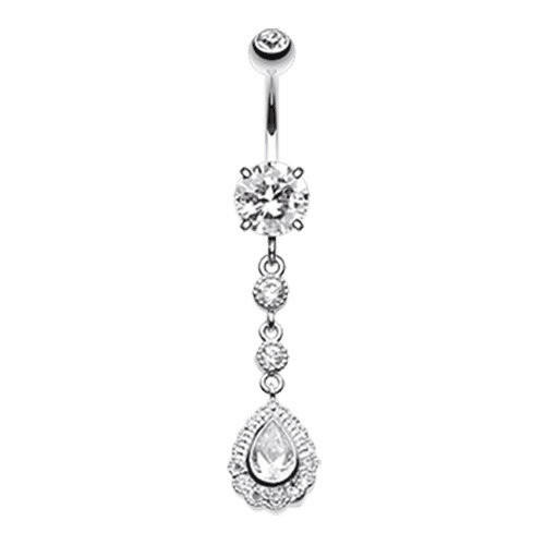 Angelic Gem Cascading Cubic Zirconia Belly Button Ring Navel Ring Impulse Piercings Clear