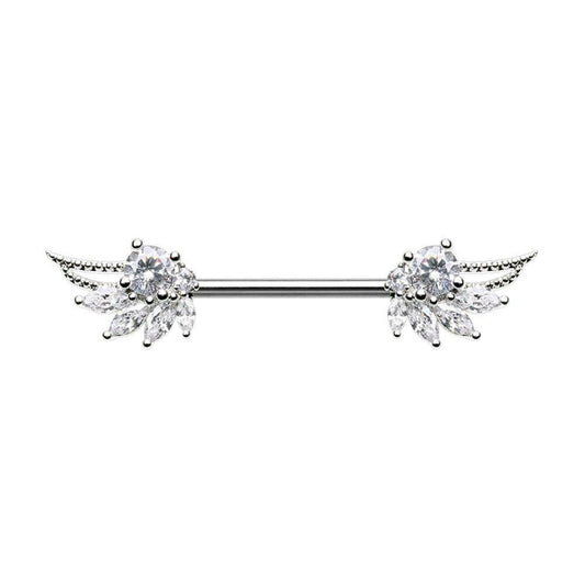 Angelic Wings Gem Nipple Barbell Ring Nipple Ring Impulse Piercings