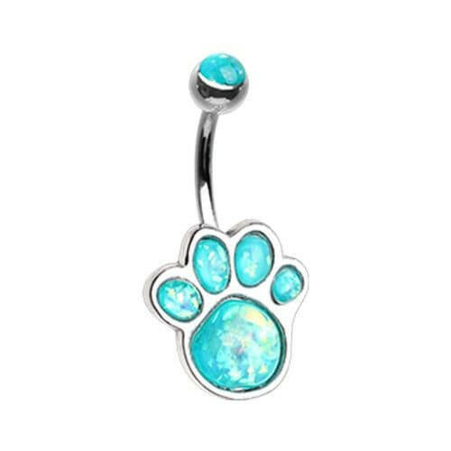 Animal Lover Opal Paw Print Belly Button Ring Navel Ring Impulse Piercings