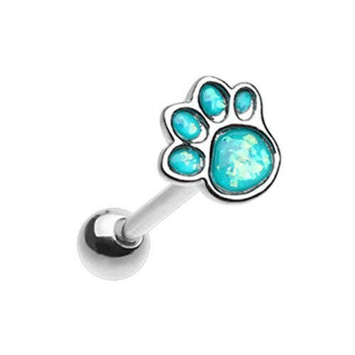 Animal Lover Paw Print Barbell Tongue Ring Barbell Impulse Piercings