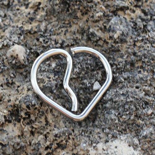 Annealed 316L Stainless Steel Broken Heart Cartilage Earring Cartilage Impulse Piercings