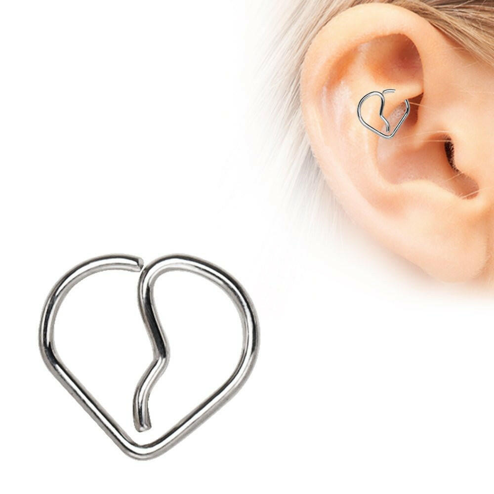 Annealed 316L Stainless Steel Broken Heart Cartilage Earring Cartilage Impulse Piercings