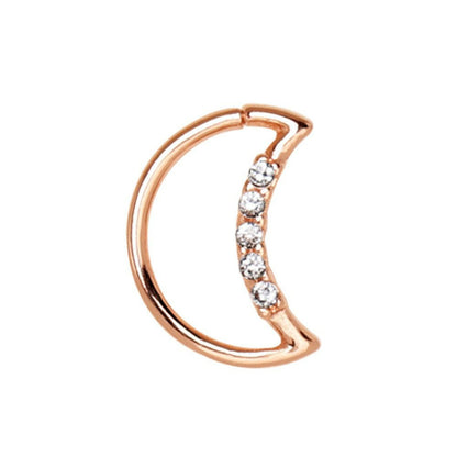 Annealed Rose Gold Plated Jeweled Crescent Moon Cartilage Earring Cartilage Earring Impulse Piercings