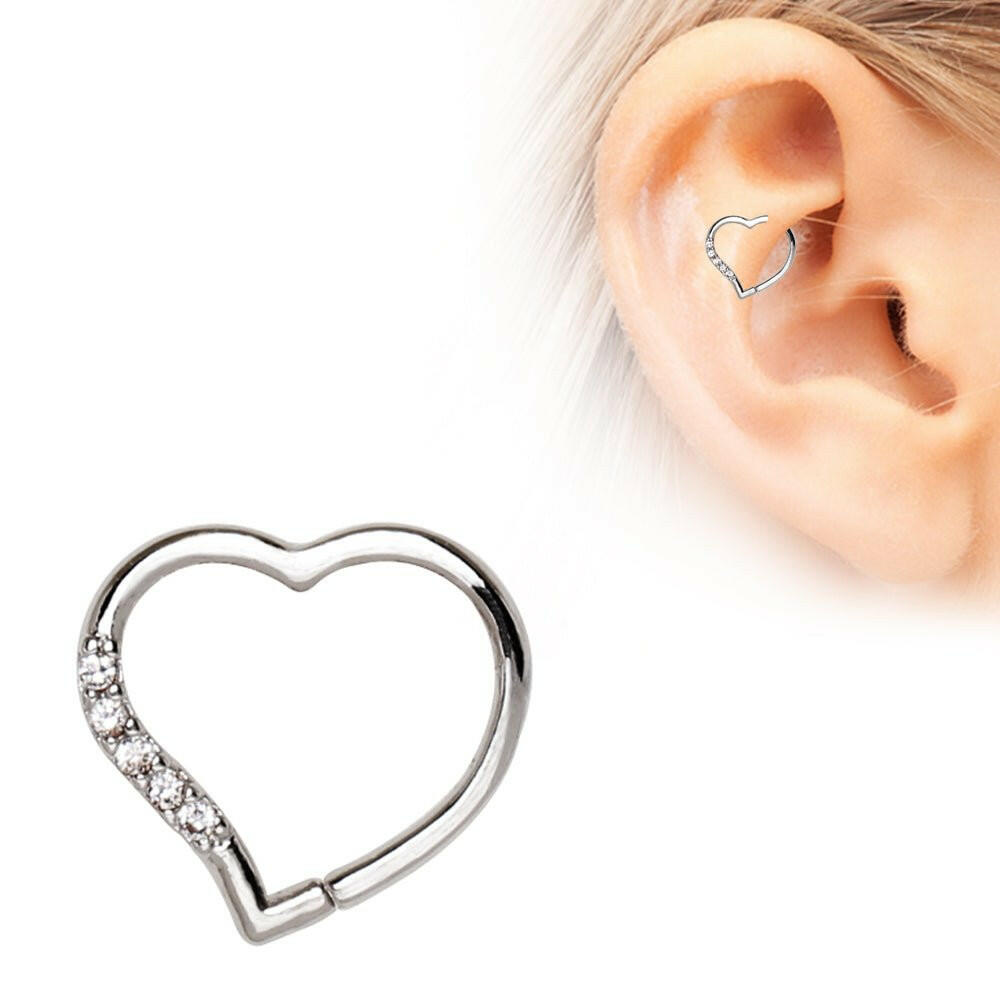 Annealed Stainless Steel Jeweled Heart Cartilage Earring Cartilage Earring Impulse Piercings