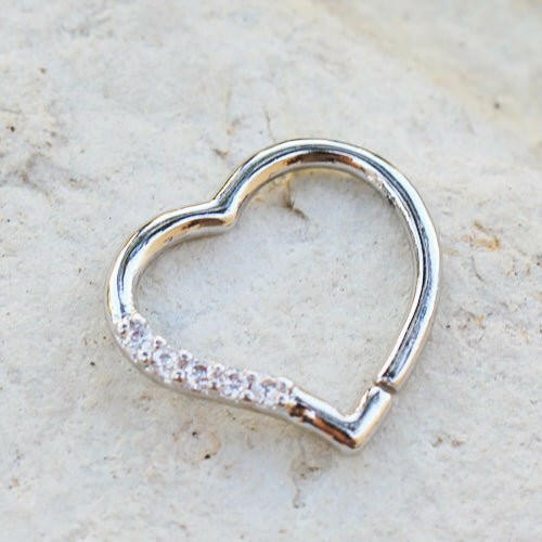 Annealed Stainless Steel Jeweled Heart Cartilage Earring Cartilage Earring Impulse Piercings