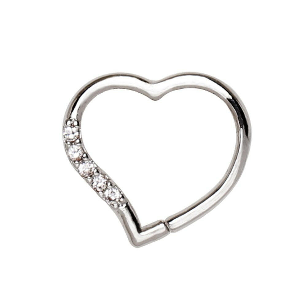 Annealed Stainless Steel Jeweled Heart Cartilage Earring Cartilage Earring Impulse Piercings