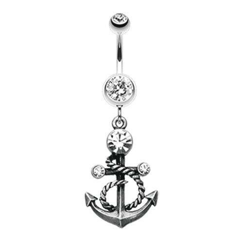 Antique Finish Classy Anchor Belly Button Ring Navel Ring Impulse Piercings