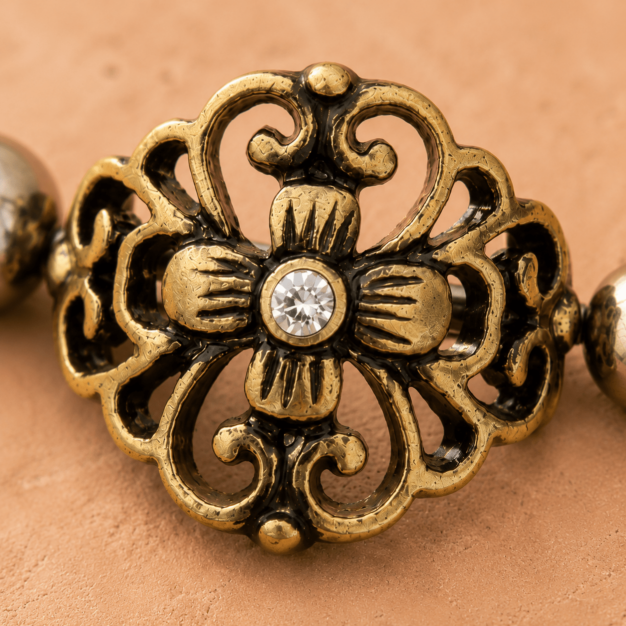 Antique Gold Gemmed Floral Cartilage Ear Cuff - Skin Metals