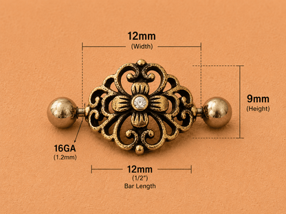 Antique Gold Gemmed Floral Cartilage Ear Cuff - Skin Metals