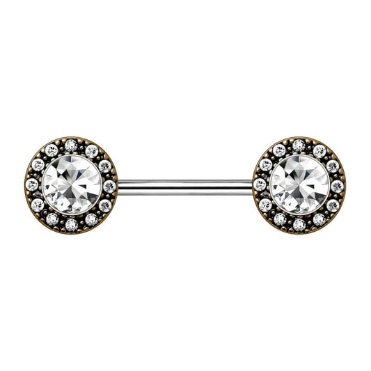 Antique Gold Plated Grand Cubic Nipple Bar Nipple Ring Impulse Piercings
