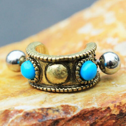 Antique Gold Plated Turquoise Cartilage Cuff Earring Cuff Earring Impulse Piercings