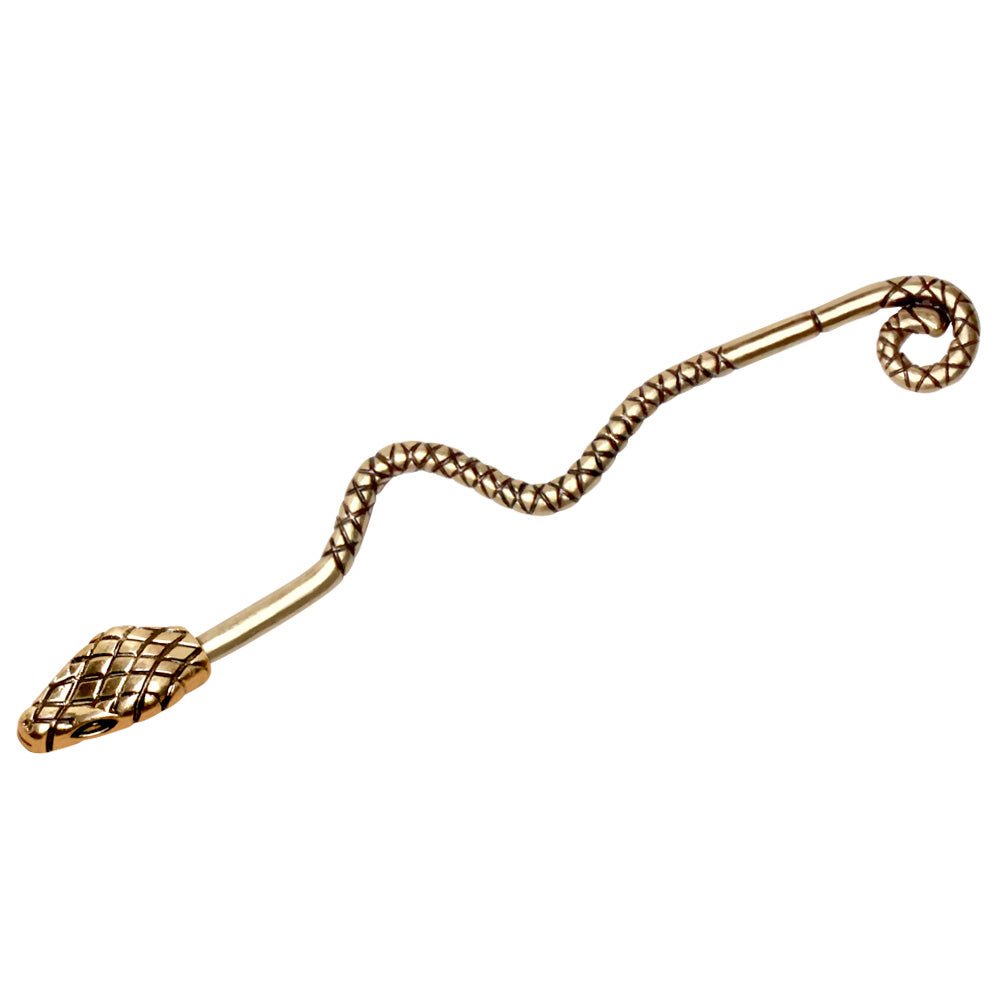 Antique Gold Snake Industrial Barbell - Externally Threaded Bar Industrial Barbell Skin Metals