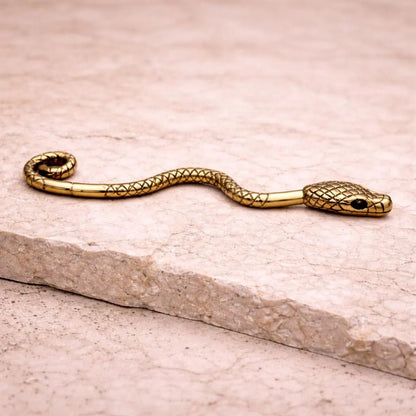 Antique Gold Snake Industrial Barbell - Externally Threaded Bar Industrial Barbell Skin Metals
