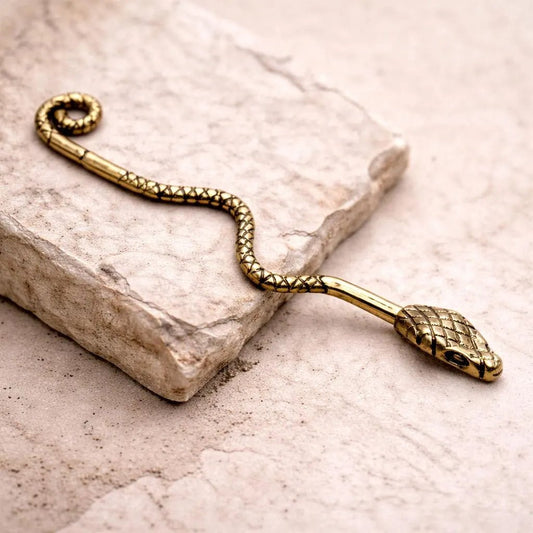 Antique Gold Snake Industrial Barbell - Externally Threaded Bar Industrial Barbell Skin Metals