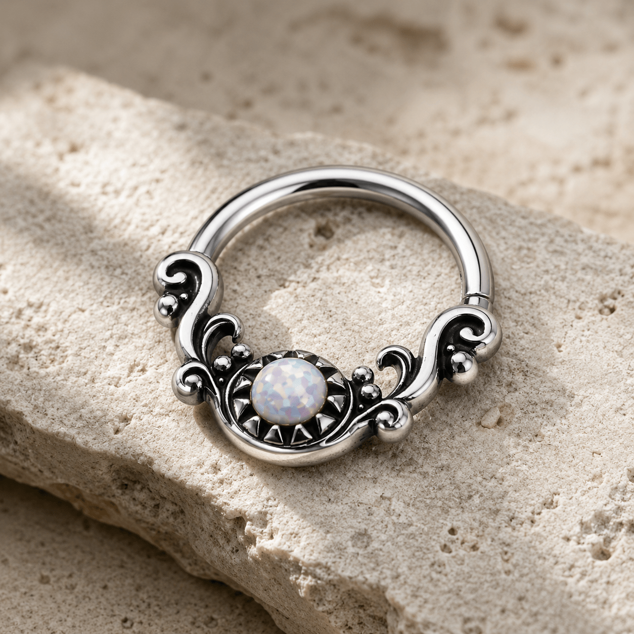 Antique Ornate Wave Seamless Ring - Skin Metals