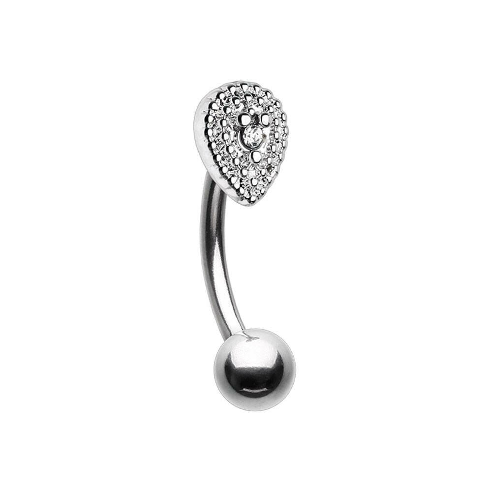 Aria Sparkle Teardrop Curved Barbell Eyebrow Ring Curved Barbell Impulse Piercings